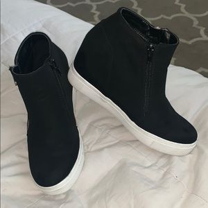 Black wedge sneakers booties